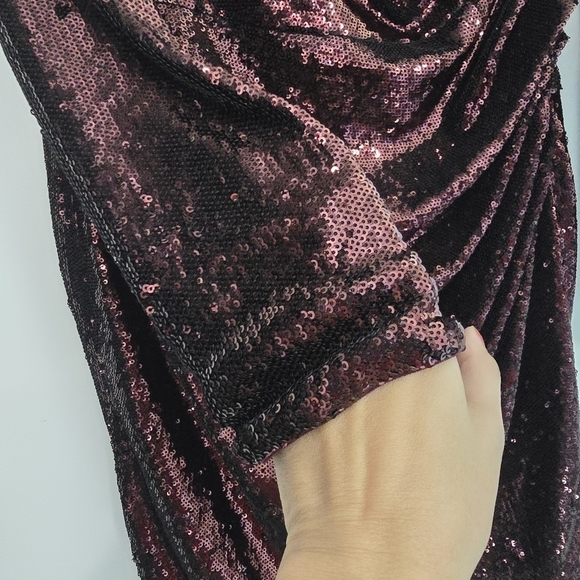 Dress the Population Lolita Red Shimmer Sequin Mini Dress Party Holiday New Year - Picture 6 of 10